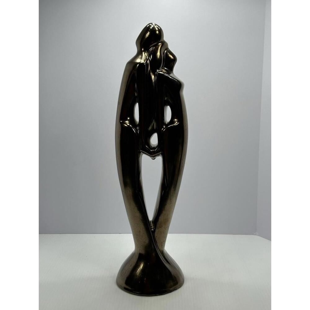 Vintage Haeger RENDEZVOUS LOVERS Statue‎ Gold Black Swirl 20" Tall